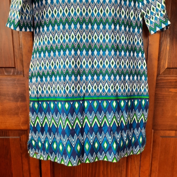 Hatley 100% Cotton Geometric Pattern Elbow Length Sleeve Midi Dress Size M - Picture 4 of 12